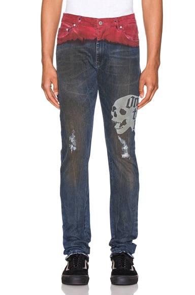 Alchemist Wyatt Dip Dyed Denim Trucker in Indigo & Red | FWRD Alchemist Wyatt Dip Dyed Denim Trucker in Indigo & Red | FWRD