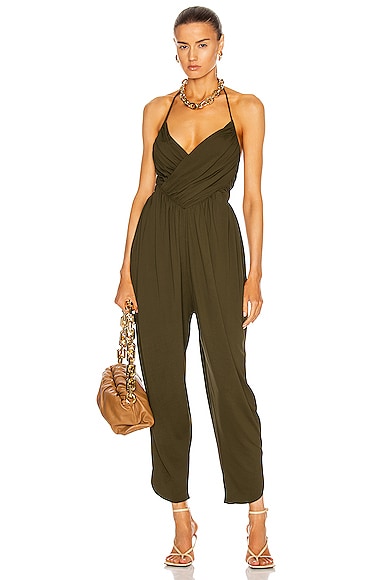 Click to view more detailed imagery on our partner's website Alexandre Vauthier Ruched Jumpsuit In Bronze