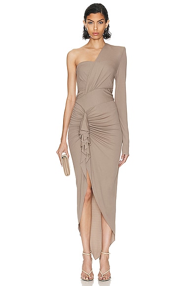 Alexandre Vauthier Bustier Maxi Dress in Taupe