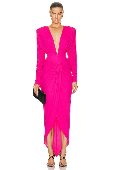 Alexandre Vauthier Maxi Dress in Neon Pink