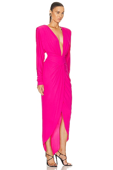 Shop Alexandre Vauthier Maxi Dress In Neon Pink