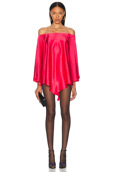 Alexandre Vauthier Satin Mini Dress in Raspberry Pink