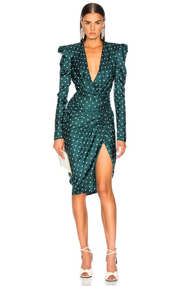 Dot Twill Draped Midi Dress