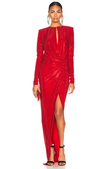 Embellished Jersey Wrap Gown