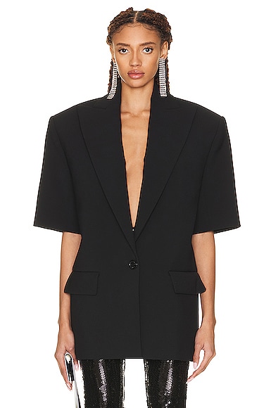 Alexandre Vauthier Couture Edit Short Sleeve Jacket in Black