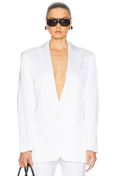 Alexandre Vauthier Satin Taiiloring Blazer in Optical White
