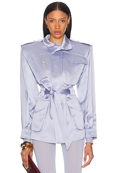 Alexandre Vauthier Satin Tailoring Jacket in Iris