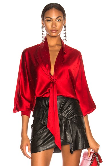 Alexandre Vauthier Tie Blouse in Scarlet | FWRD