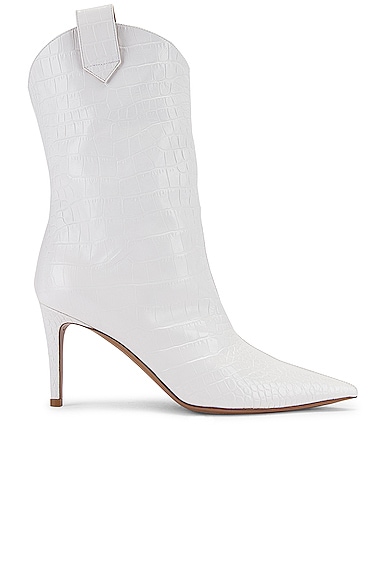 Alexandre Vauthier Wayne 80 Croco Boot In Off White
