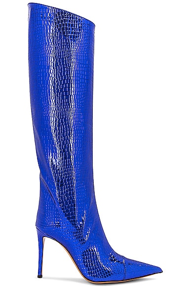 Alexandre Vauthier Mirror Croco 105 Boot in Blue