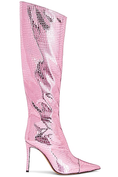 Alexandre Vauthier Mirror Croco 105 Boot in Pink