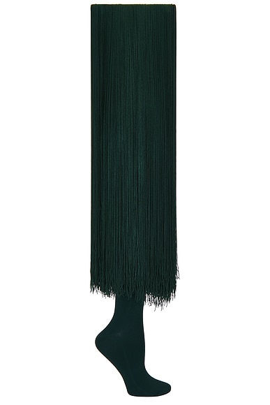 ALAÏA Fringe High Sock in Vert Fonce