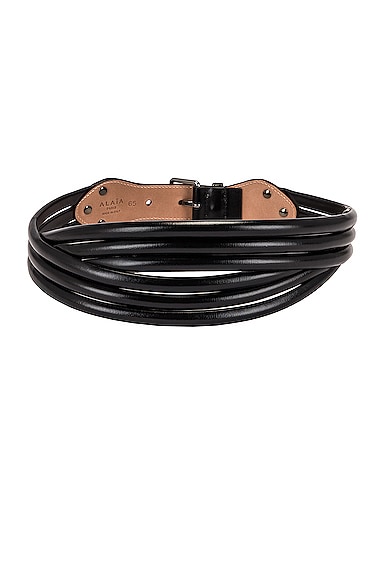 Shop Alaïa Tubulaire Leather Belt In Noir