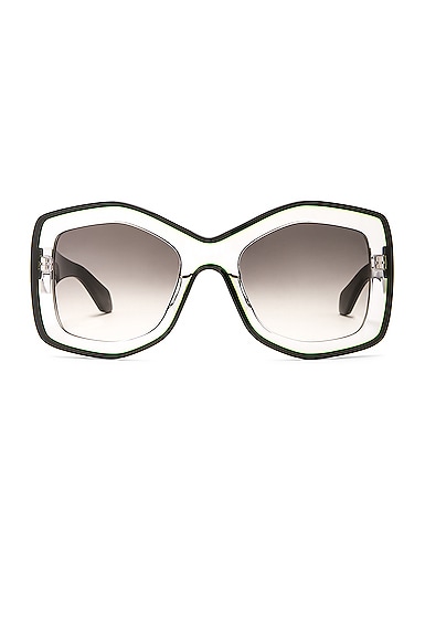 Alaïa Square Acetate Sunglasses In Shiny Crystal & Black
