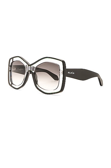 Shop Alaïa Square Acetate Sunglasses In Shiny Crystal & Black
