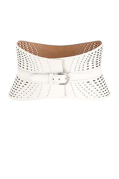 Alaïa Neo Leather Corset Belt In Blanc Optique