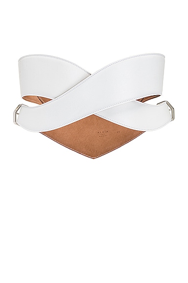 Shop Alaïa Crossed Belt In Blanc Optique