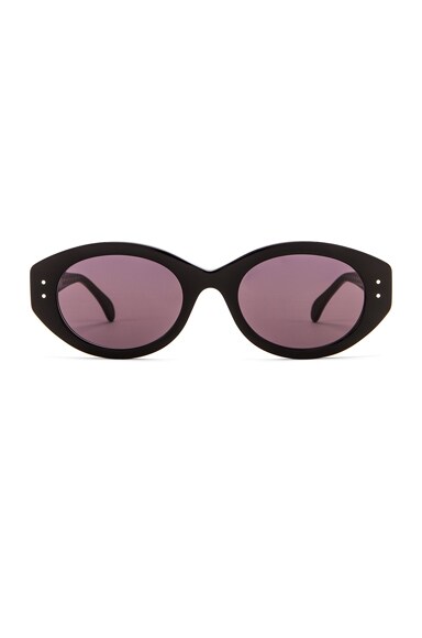 Alaïa Rectangular Sunglasses In Shiny Black & Grey