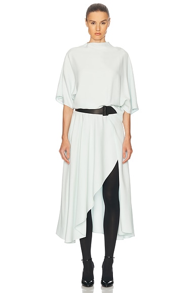 ALAÏA Short Sleeve Midi Dress in Menthe Pastel