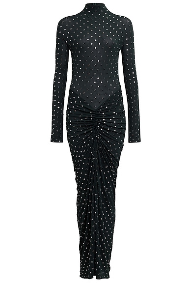 Long Sleeve Strass Maxi Dress in Foret