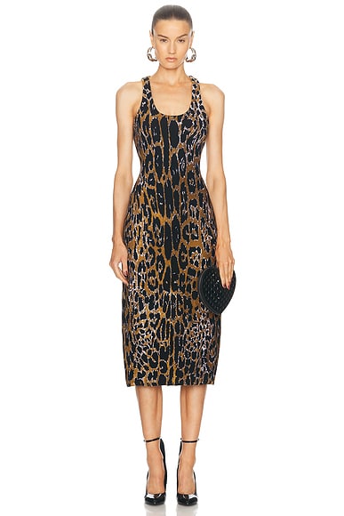ALAÏA Leopard Tube Dress in Noir & Multicolor