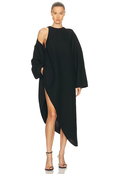 ALAÏA  Long Wrap Dress in Noir Alaia