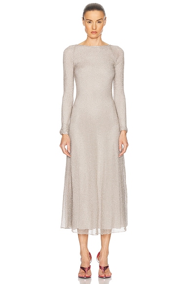 ALAÏA Long Chain Dress in Argent