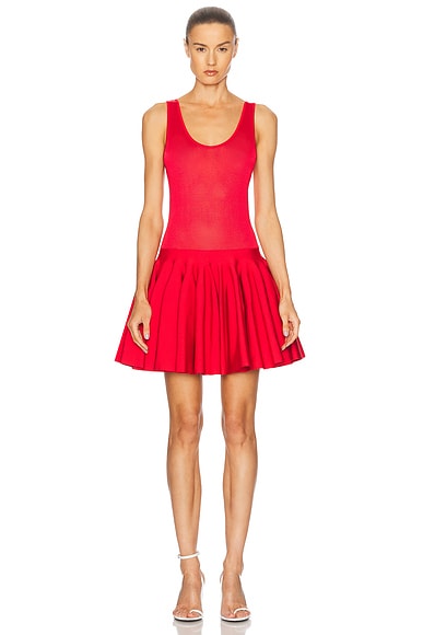 ALAÏA Godet Dress in Rouge