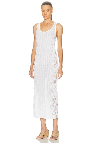 ALAÏA Lace Tank Dress in Blanc