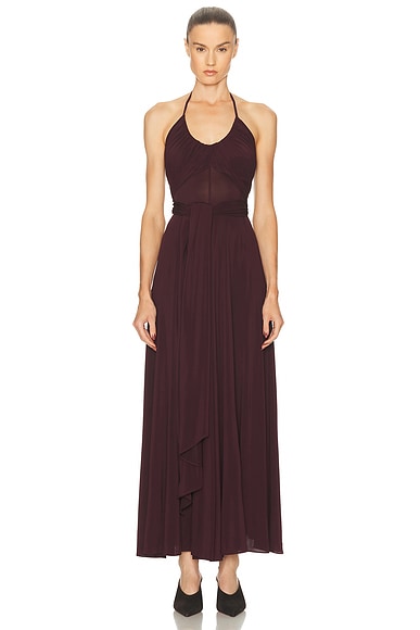 Halter Long Dress in Bordeaux