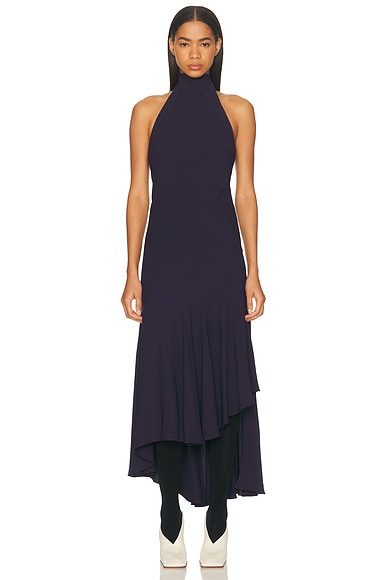 ALAÏA Asymmetric Dress in Aubergine