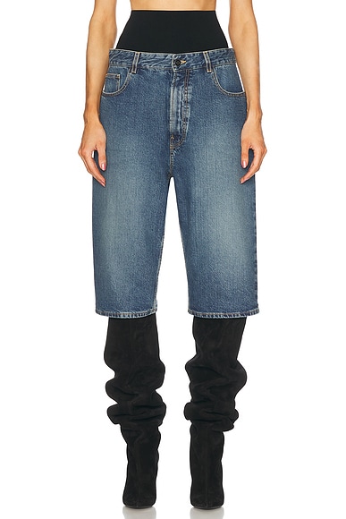 High Waisted Bermuda Short in Blue Vintage