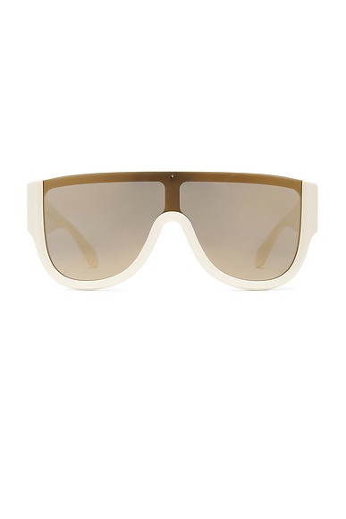 ALAÏA Rectangle Sunglasses in Black & Grey | FWRD