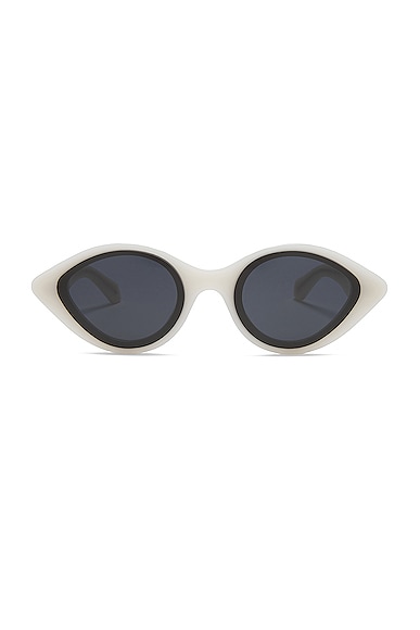 Alaïa Lettering Logo Oval Sunglasses In White & Grey