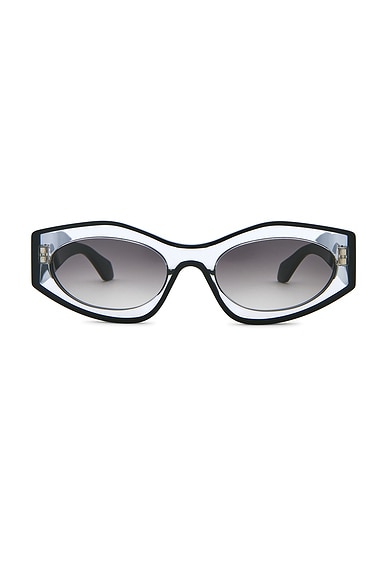ALAÏA Oval Sunglasses in Crystal, Black, & Grey