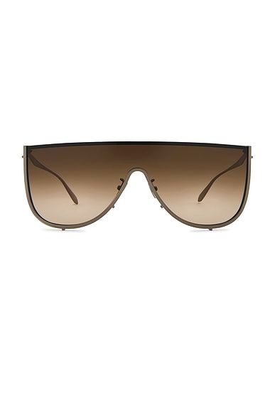 ALAÏA Shield Sunglasses in Ruthenium & Brown
