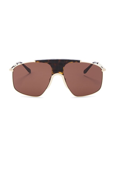 ALAÏA Animalier Pilot Sunglasses in Gold & Brown
