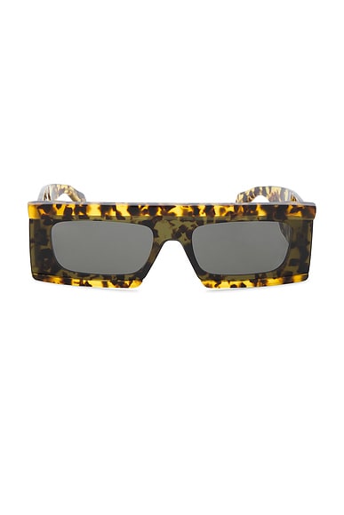 ALAÏA Cut Rectangular Sunglasses in Havana & Grey
