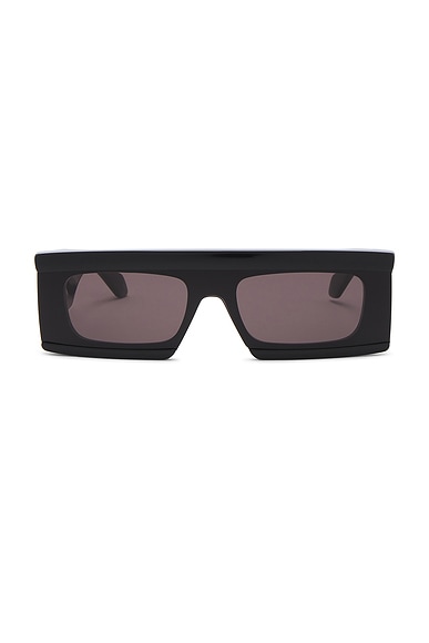 ALAÏA Cut Rectangular Sunglasses in Black & Grey