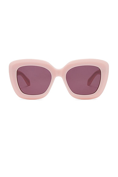 Alaïa Lettering Logo Square Sunglasses In Pink & Violet