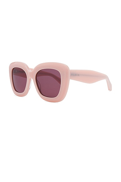 Shop Alaïa Lettering Logo Square Sunglasses In Pink & Violet