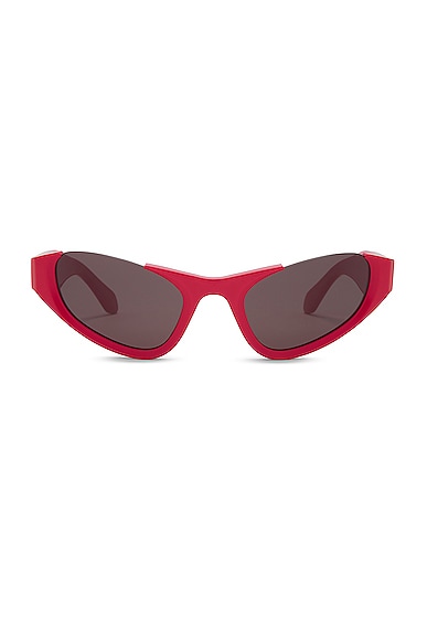 ALAÏA Lettering Logo Cat Eye Sunglasses in Red & Grey