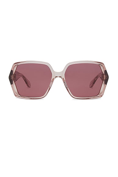ALAÏA Lettering Logo Geometrical Sunglasses in Pink & Red