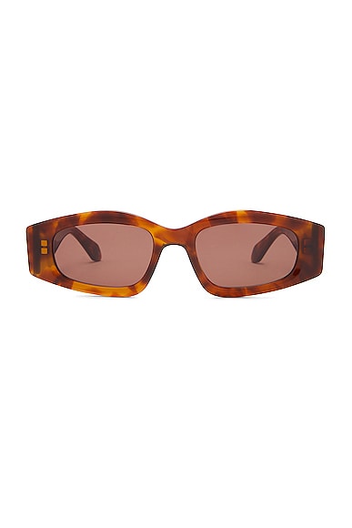 Alaïa Narrow Rectangular Sunglasses In Havana & Brown