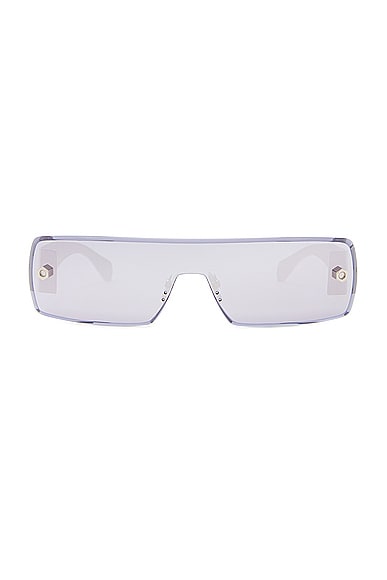 ALAÏA Lettering Logo Rectangular Sunglasses in Silver