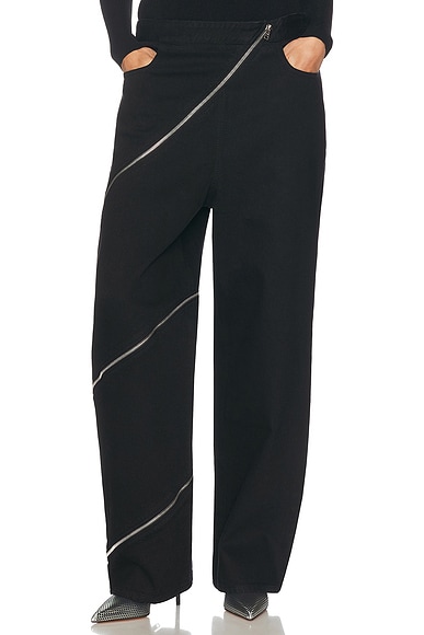 ALAÏA Spiral Wide Leg Jeans in Noir