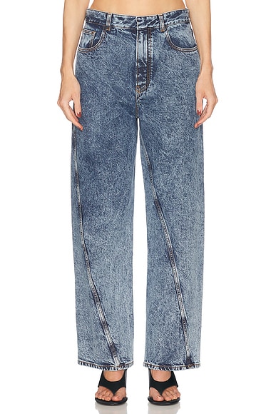 ALAÏA Twisted Wide Leg in Bleu Neige