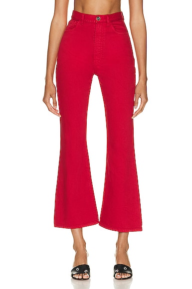 Alaïa High-rise Bootcut Jeans In Red