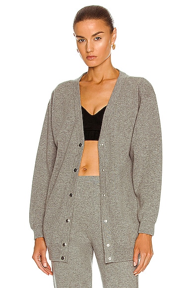 ALAÏA Regular Relaxed Fit Cardigan in Gris Chine