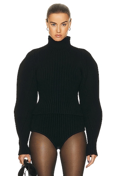 Alaïa Wool-blend Turtleneck Sweater In Black